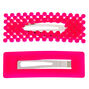 Beaded Matte Rectangle Snap Hair Clips - Neon Pink, 2 Pack,