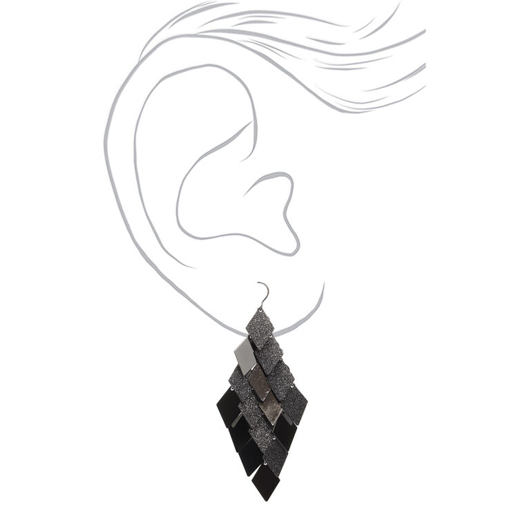 Hematite 3&quot; Diamond Drop Earrings,