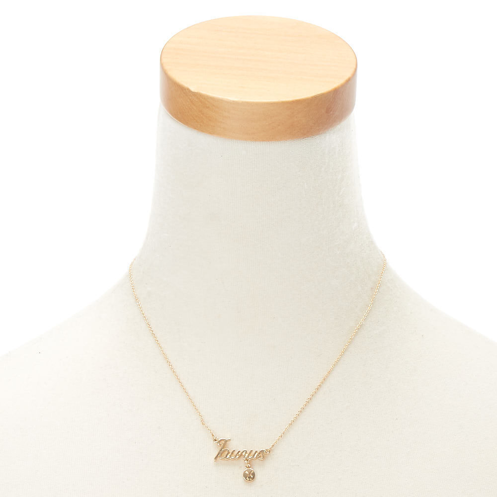 Gold Zodiac Pendant Necklace - Taurus,