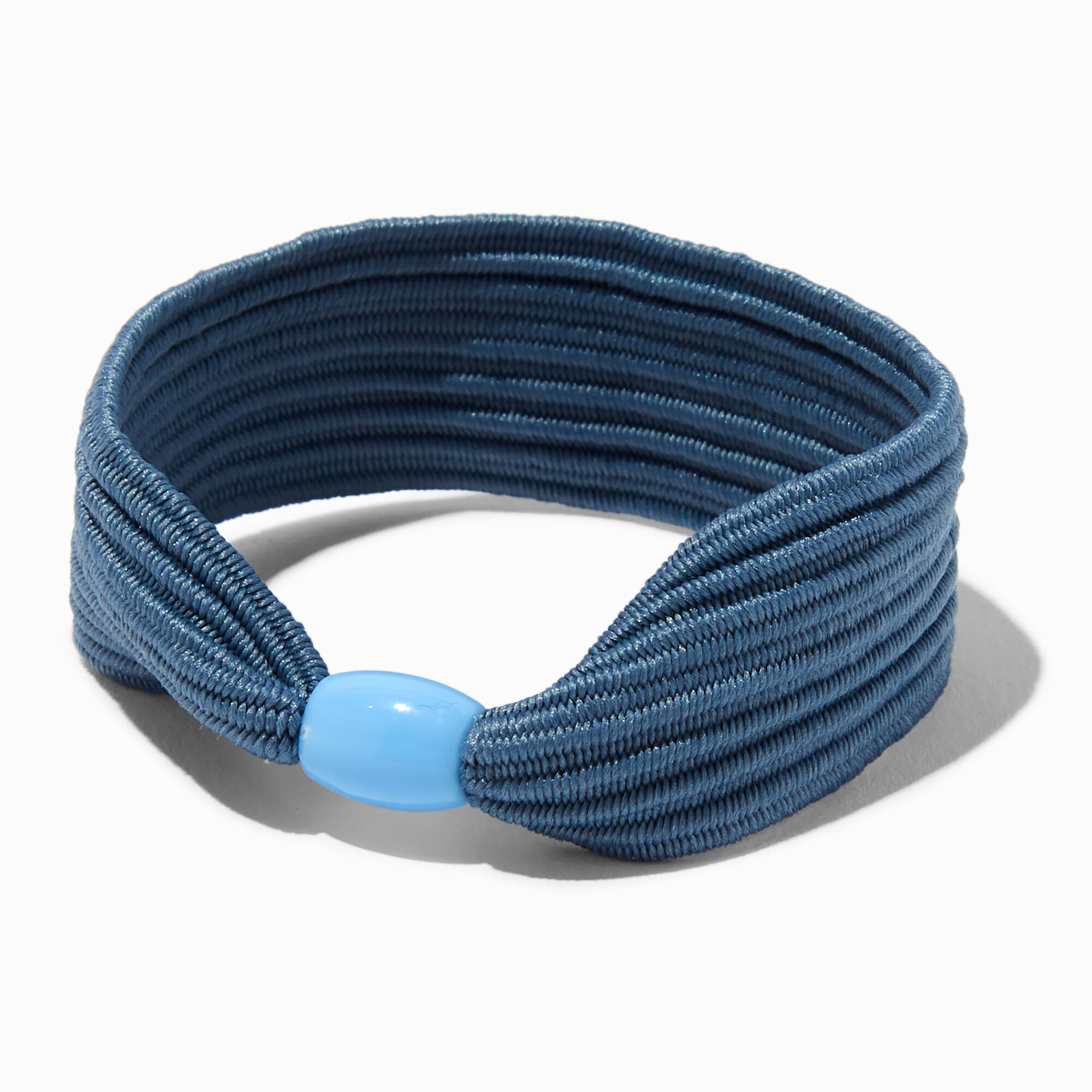 Flat Green, Blue & Tan Beaded Hair Ties - 3 Pack ,