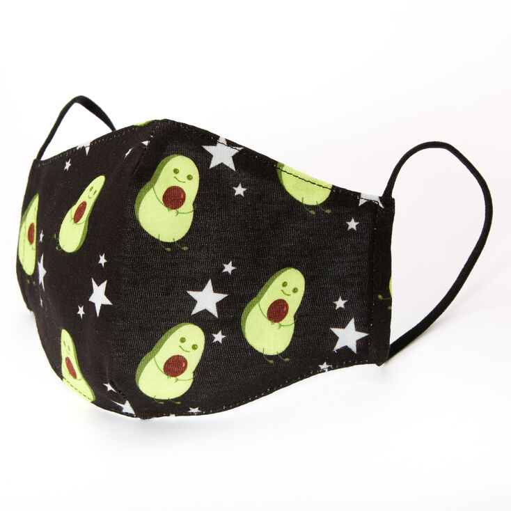 Masque en coton noir imprim&eacute; avocat - Adulte,