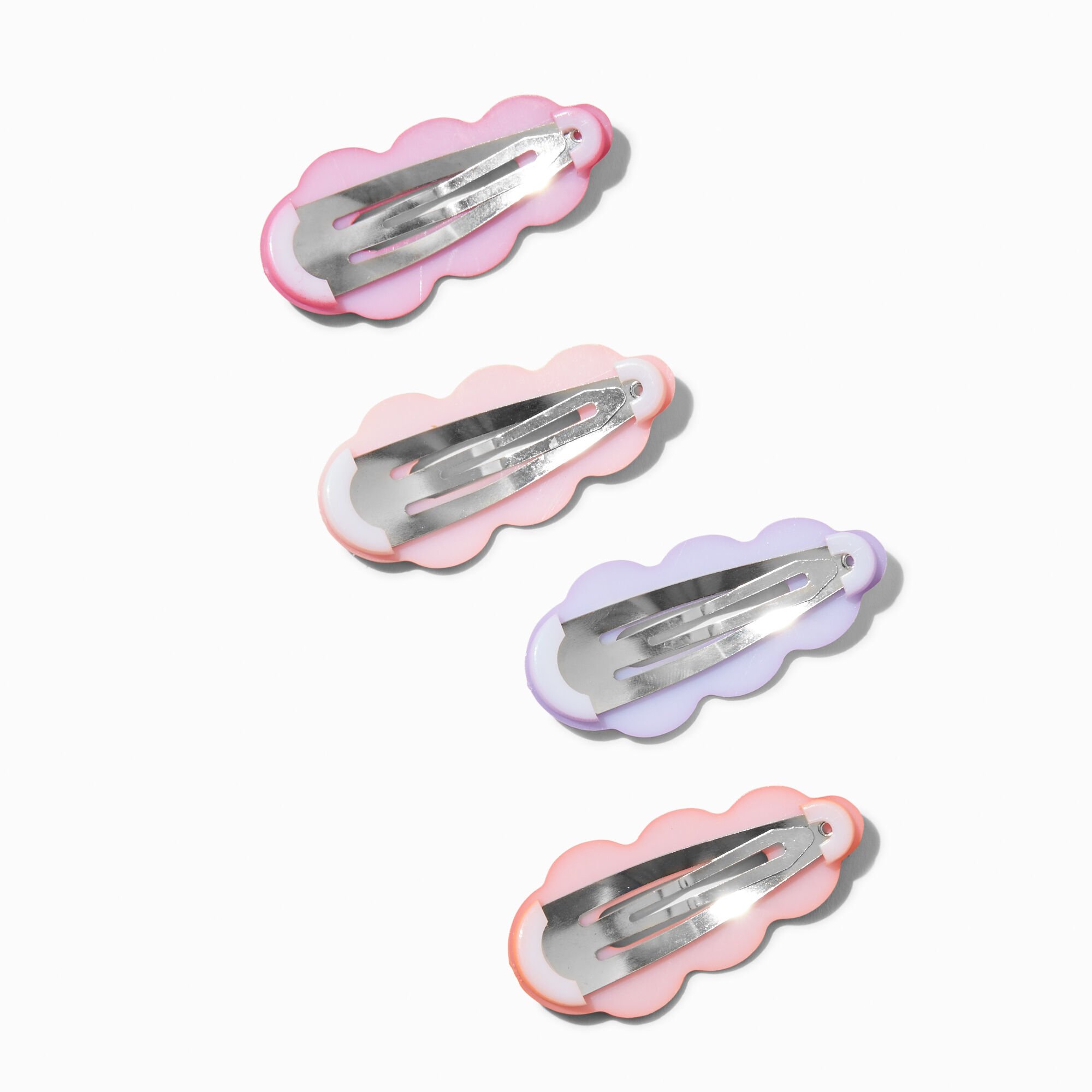 Matte Scalloped Hot Pink Snap Hair Clips - 4 Pack,