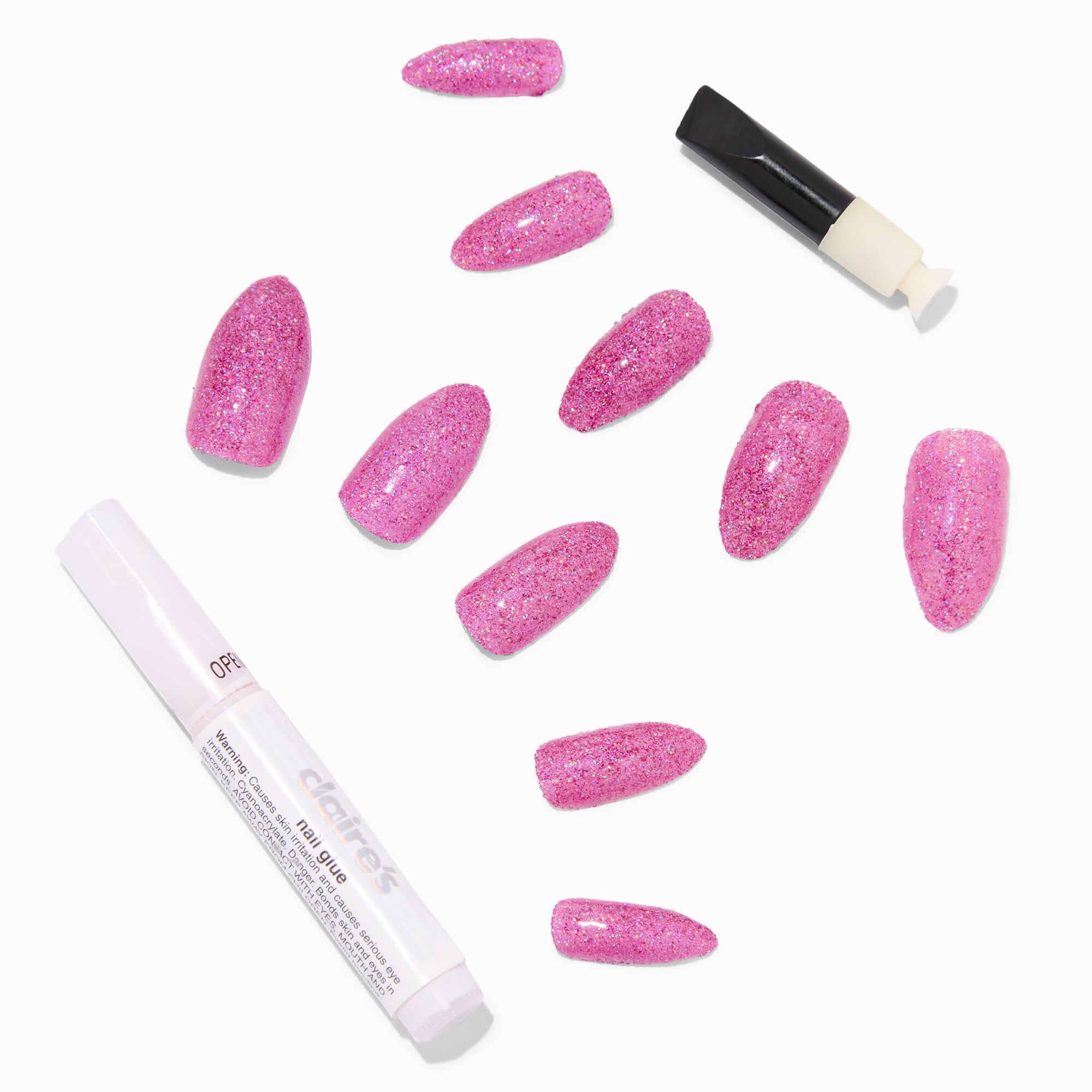 Holographic Purple Gel Stiletto Vegan Faux Nail Set - 24 Pack,