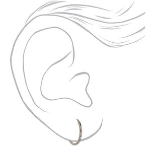 Silver-tone Titanium 10mm Sleek Crystal Hoop Earrings,