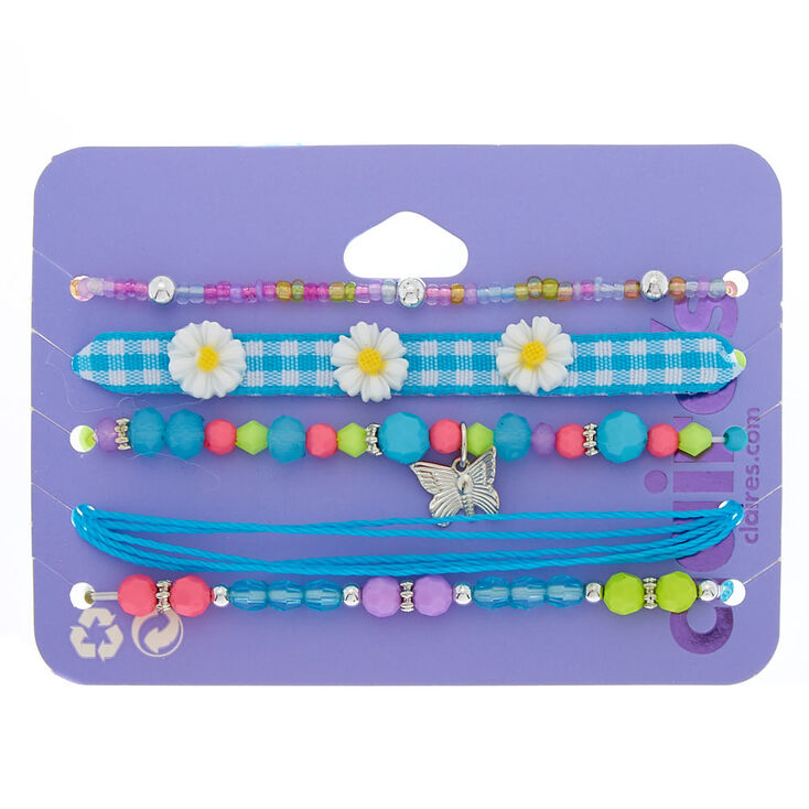 Lot de 5 bracelets r&ecirc;ves de printemps bleus,
