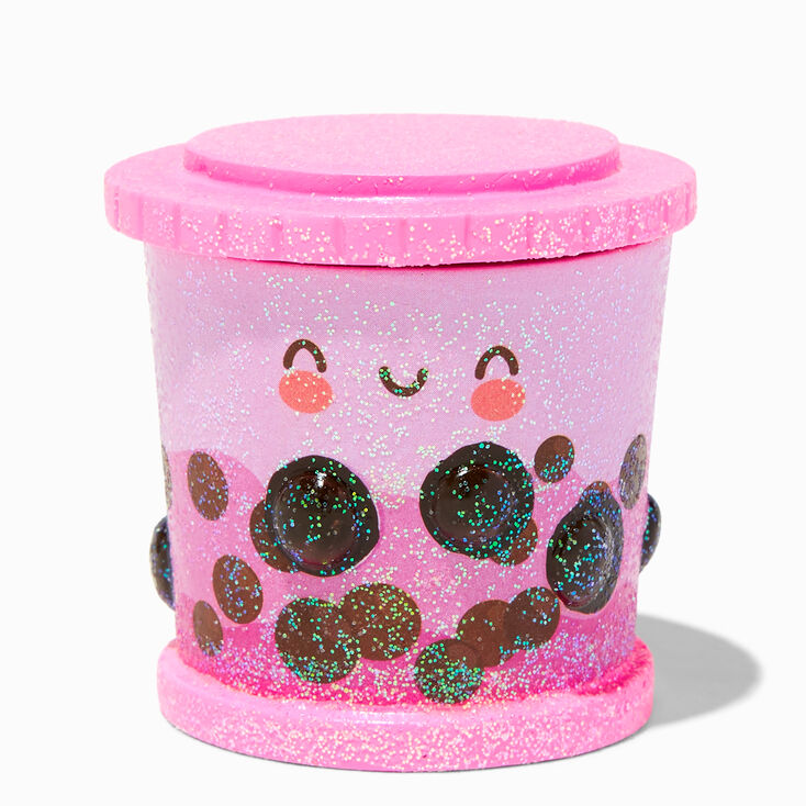 Boba Tea Glitter Trinket Keepsake Box,