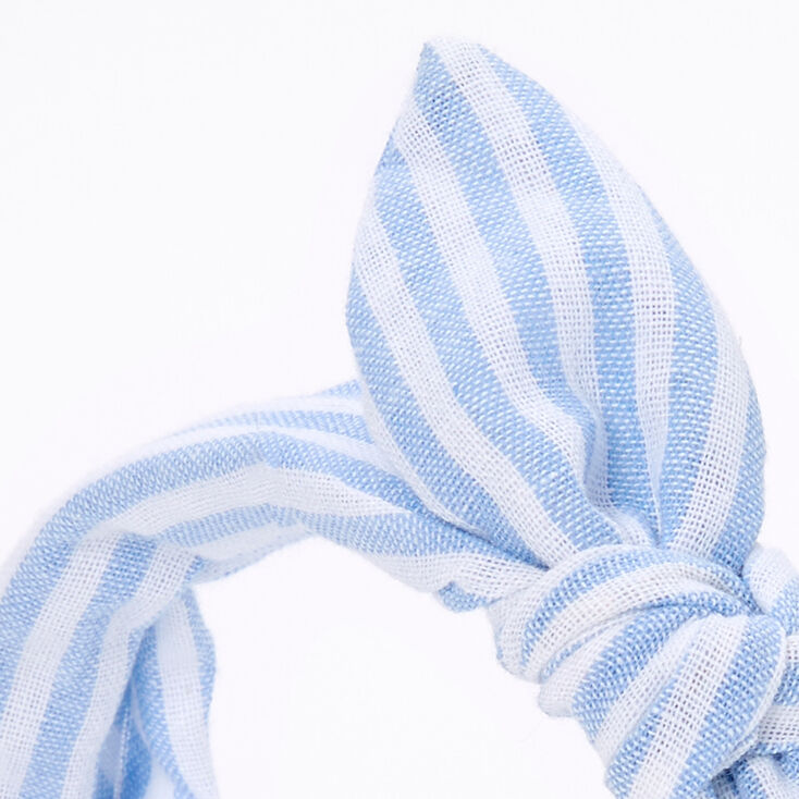 Blue Striped Knotted Bow Headband,