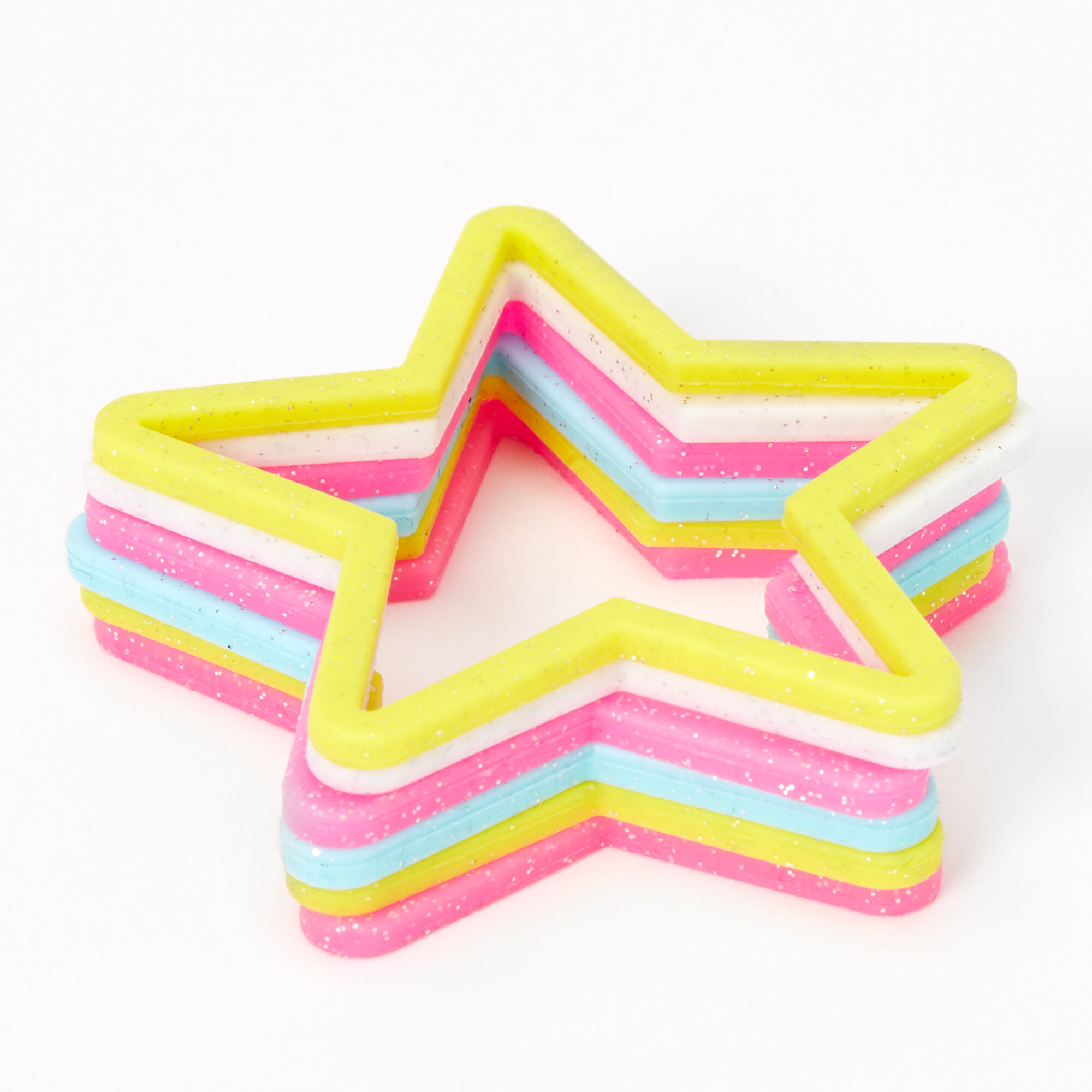 Claire's Club Rainbow Star Stretch Bracelet - 6 Pack,