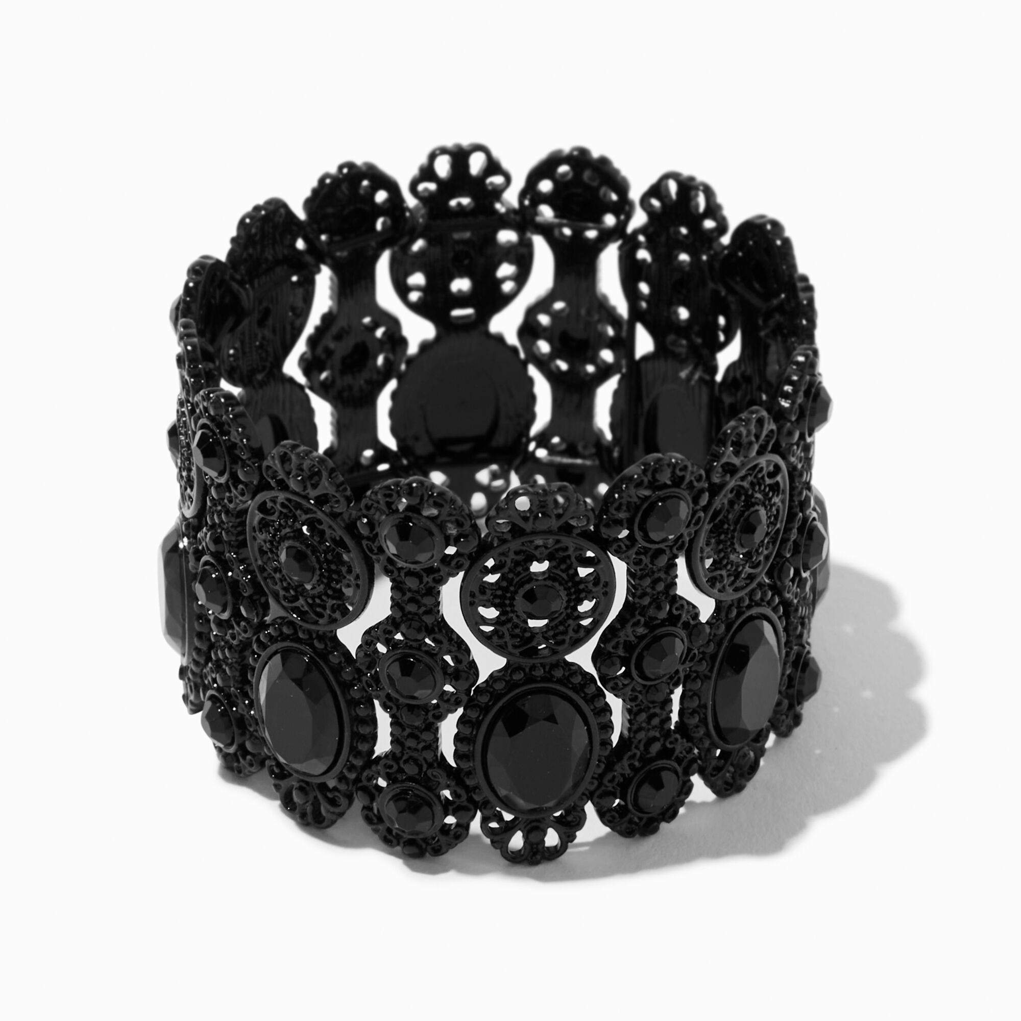 View Claires Wide Statement Stretch Bracelet Black information