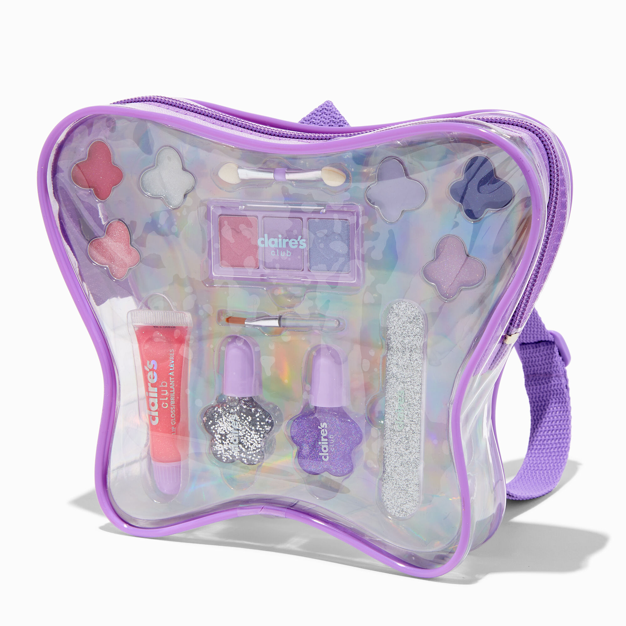 View Claires Club Butterfly Backpack Makeup Set Purple information