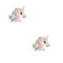 Clous d&#39;oreilles jolies licornes pastel couleur argent&eacute;e,