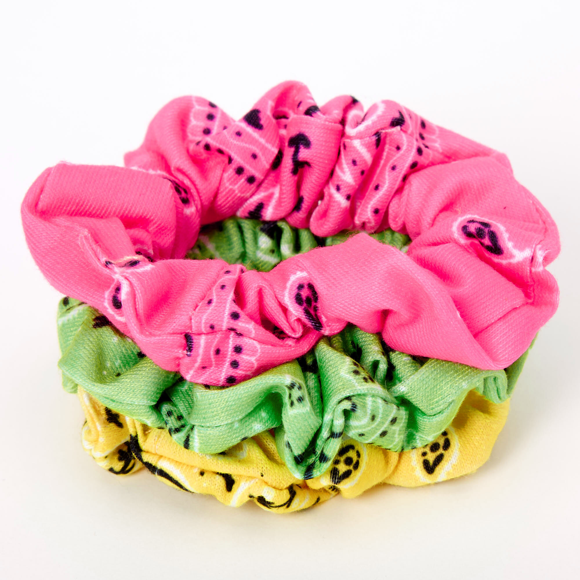 Claire's Club Small Neon Bandana Hair Scrunchies - 3 Pack,