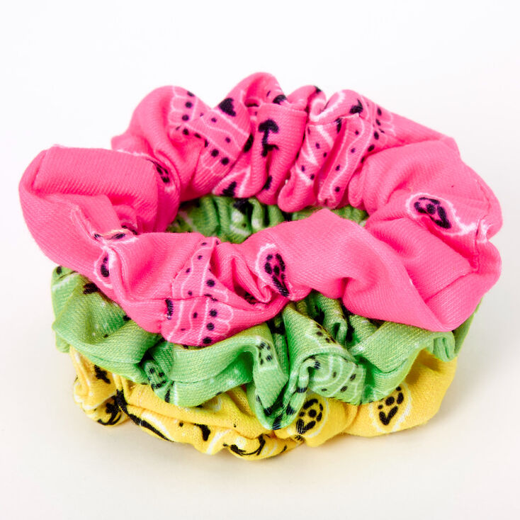 Claire&#39;s Club Small Neon Bandana Hair Scrunchies - 3 Pack,