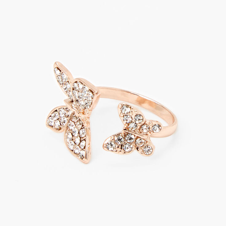 Rose Gold Double Butterfly Open Ring,