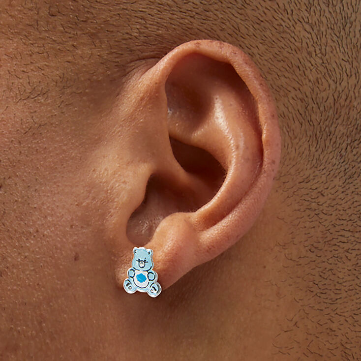 Care Bears&trade; Sterling Silver Enamel Grumpy Bear Stud Earrings,