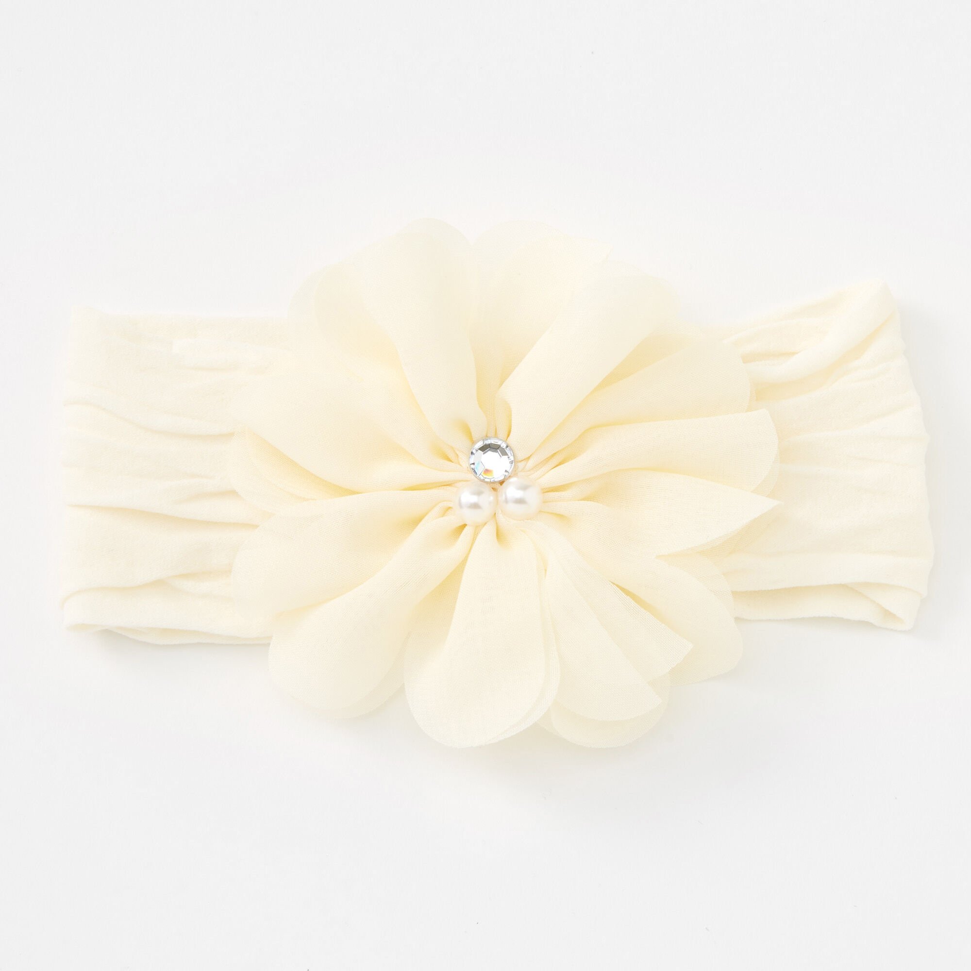 Claire's Club Ivory Chiffon Flower Headwrap,