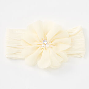 Claire&#39;s Club Ivory Chiffon Flower Headwrap,