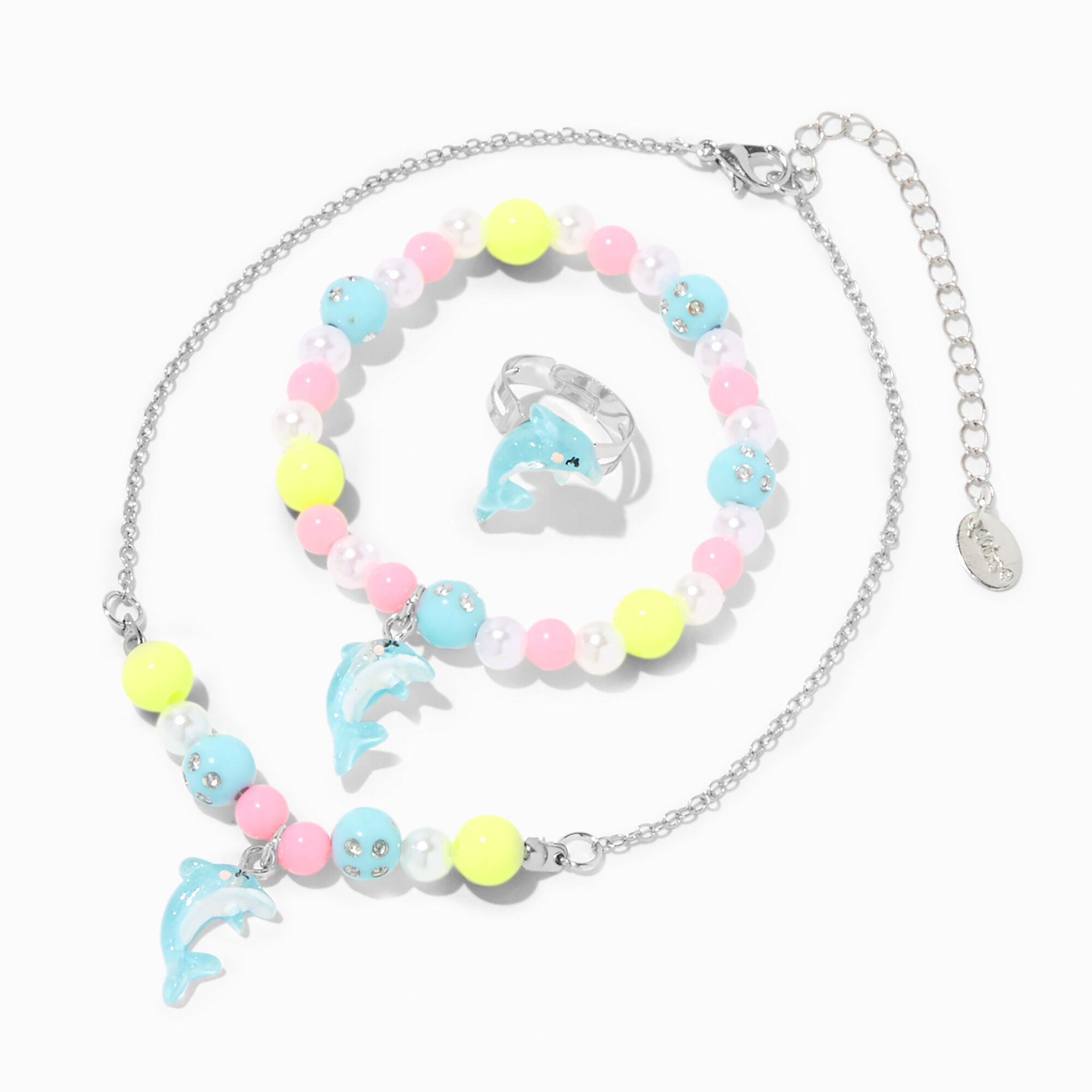 View Claires Club Sea Critter Dolphin Jewelry Set 3 Pack Silver information