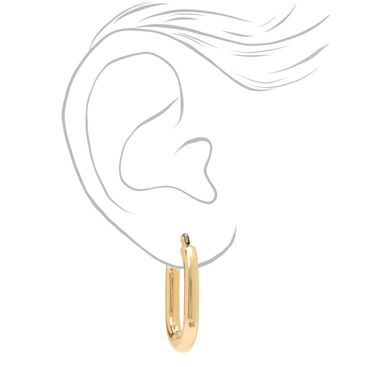 Gold 30MM Squared Oval Hoop Earrings,