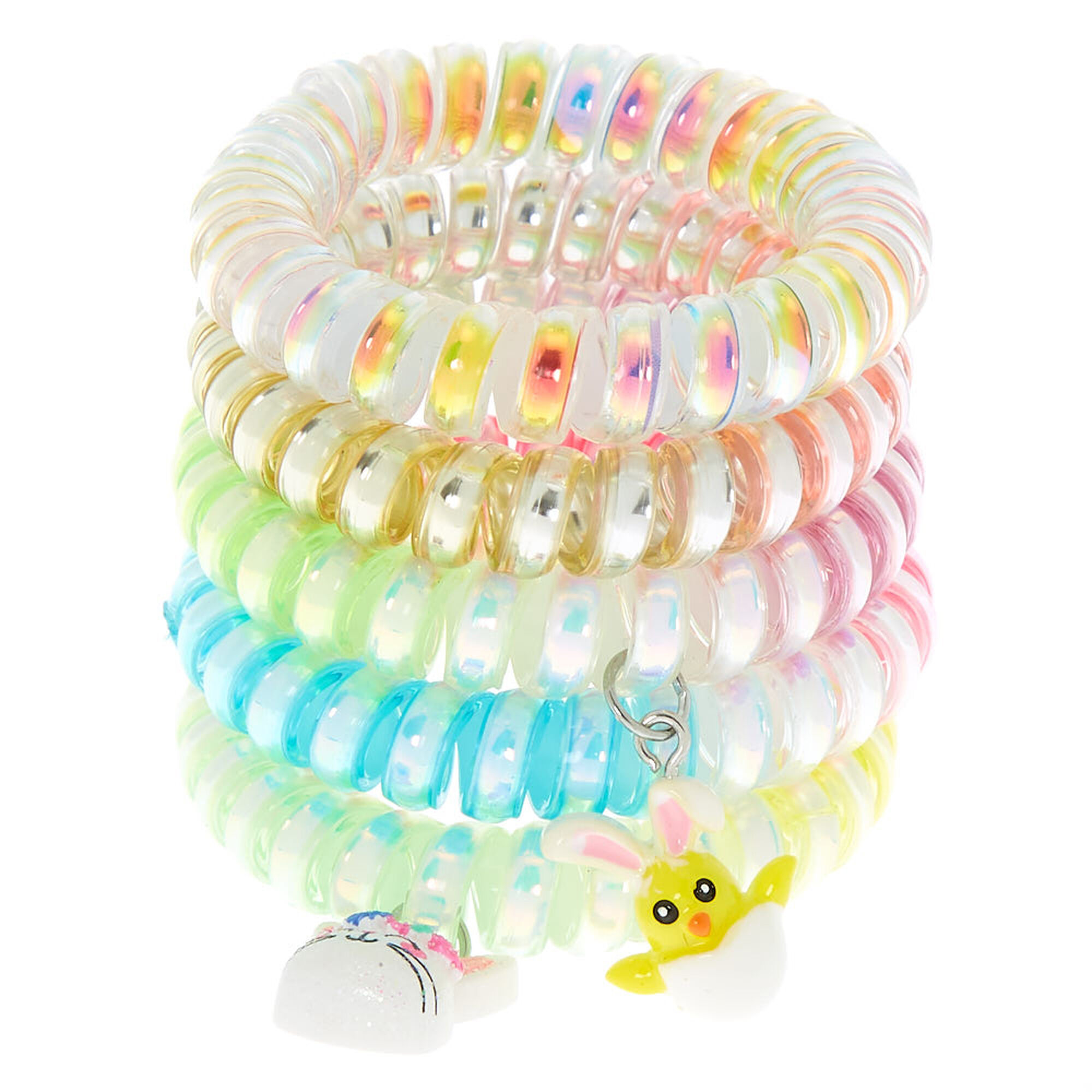 Easter Charm Coil Stretch Bracelets - 5 Pack | Claire's US