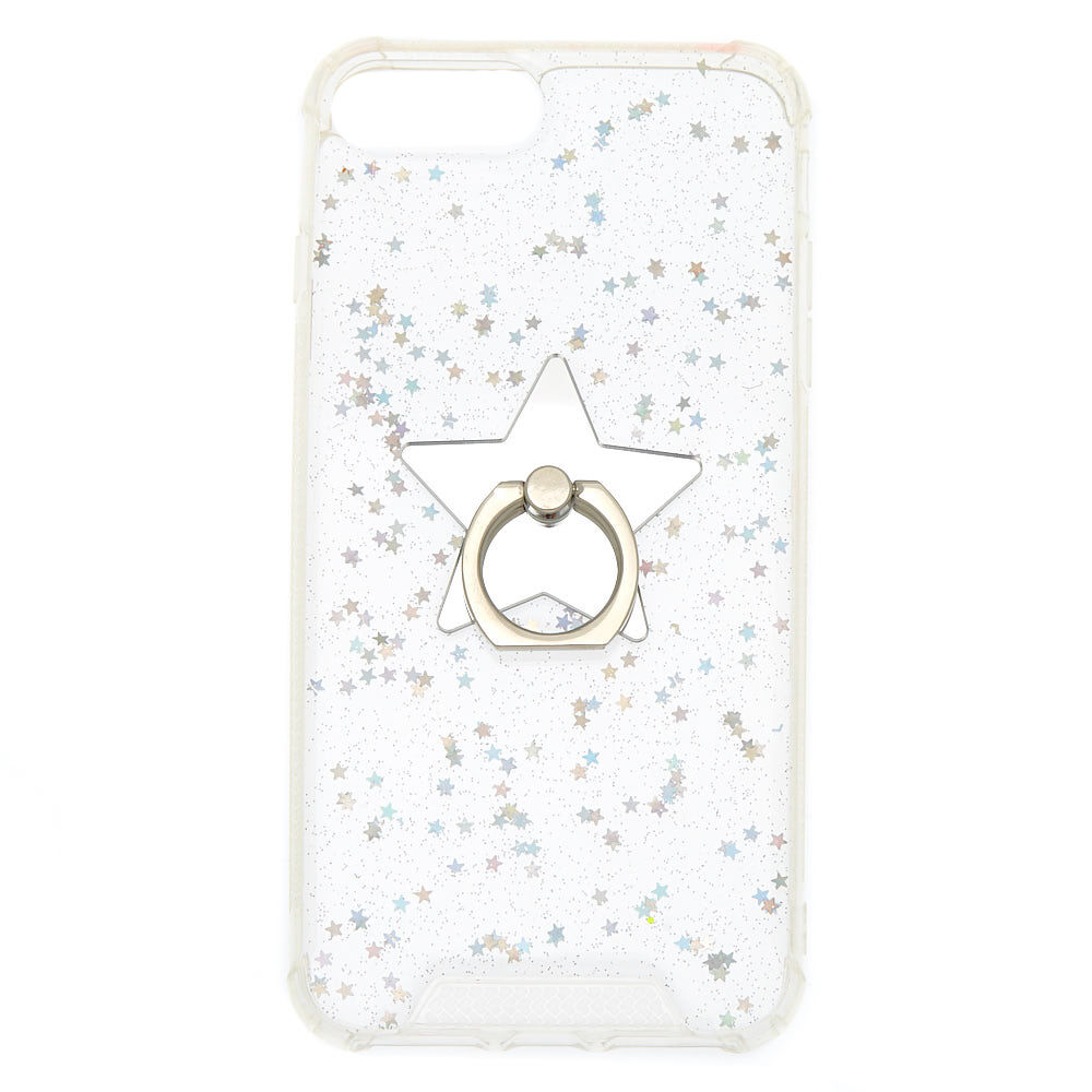 Coque de portable avec anneau de support étoile irisée - Compatible avec iPhone 6/7/8,