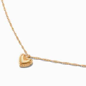 Gold-tone Twisted Heart Pendant Necklace,