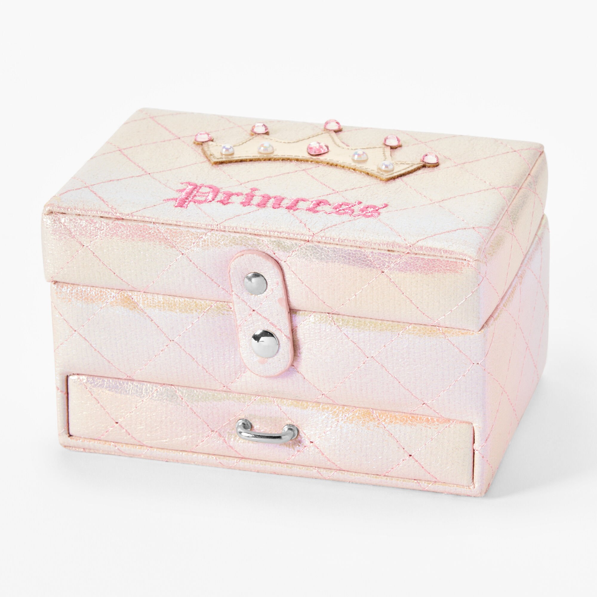 Claire s Club Pink Princess Quilted Jewellery Box Claire s