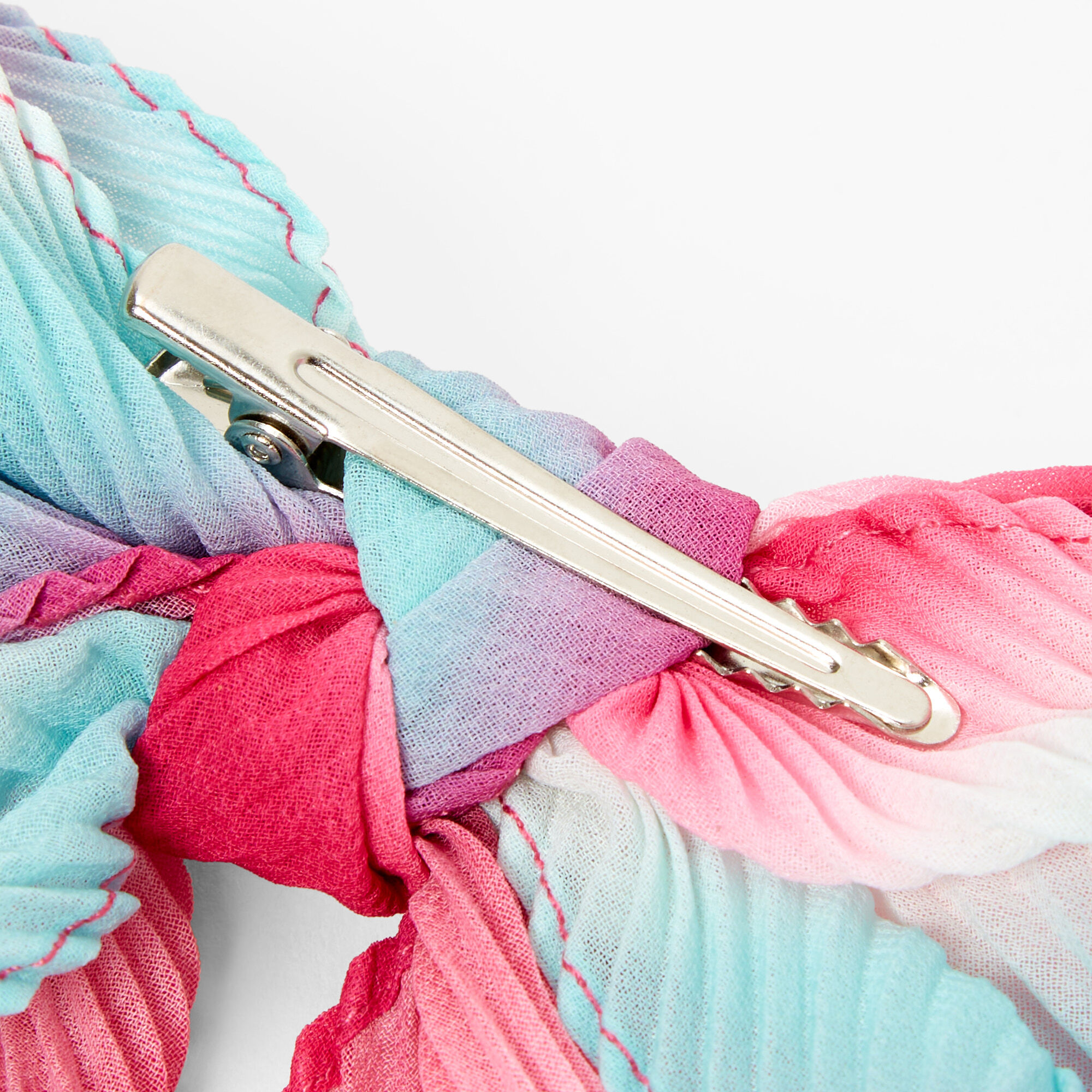 Pink & Blue Ombre Pleated Hair Bow Clip,