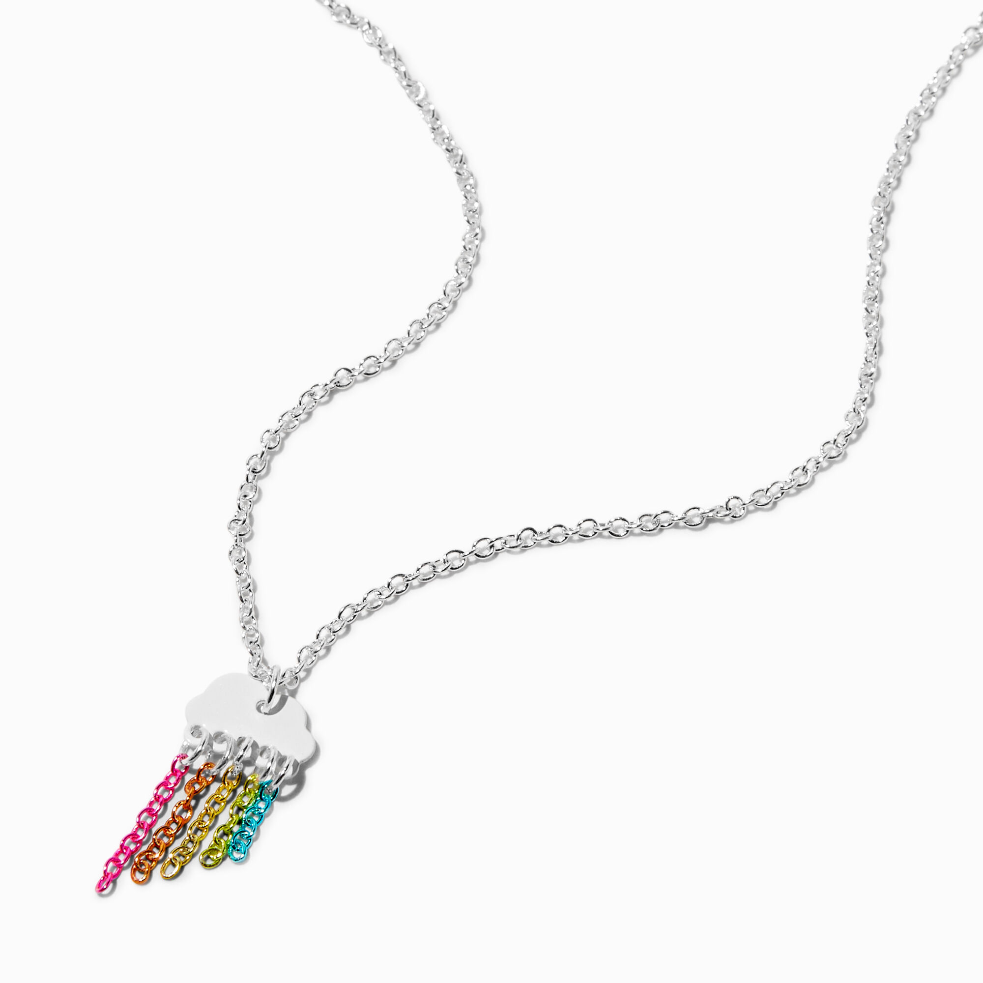 View Claires Rainbow Cloud Pendant Necklace White information