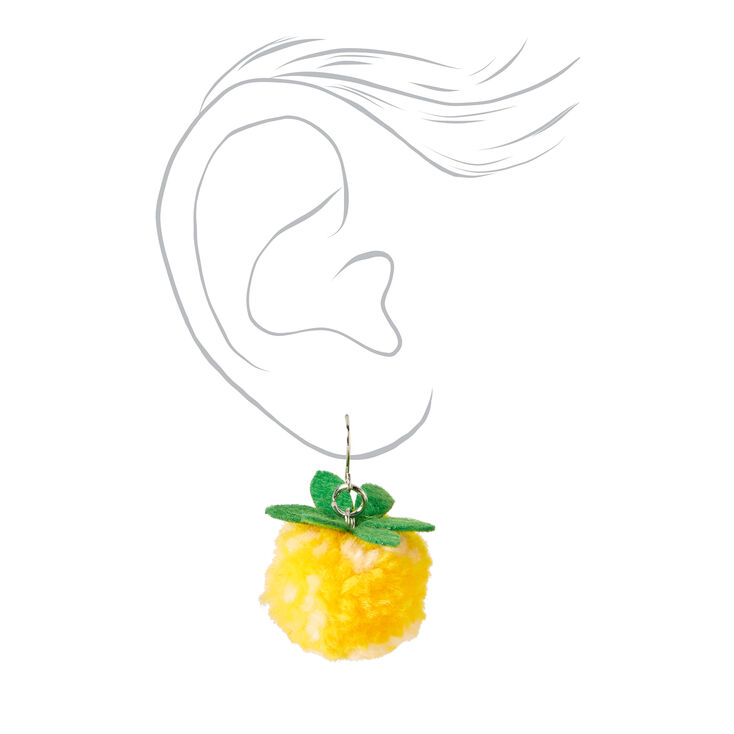 1&quot; Pineapple Pom Pom Drop Earrings - Yellow,
