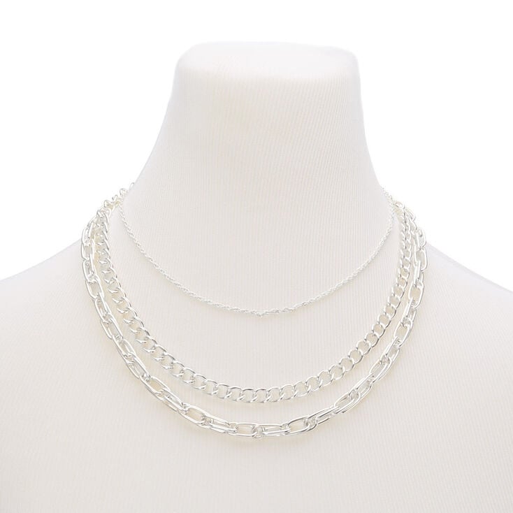 Silver Chain Multi Strand Necklace,