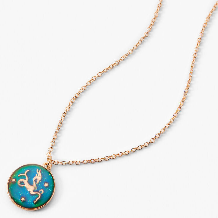 Gold Zodiac Mood Pendant Necklace - Capricorn,