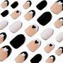 Black &amp; White Hearts Round Vegan Press On Faux Nail Set - 24 Pack,