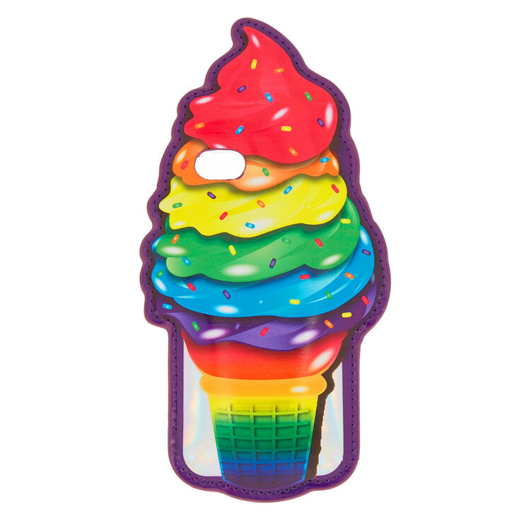 Rainbow Ice Cream Puffy Phone Case,