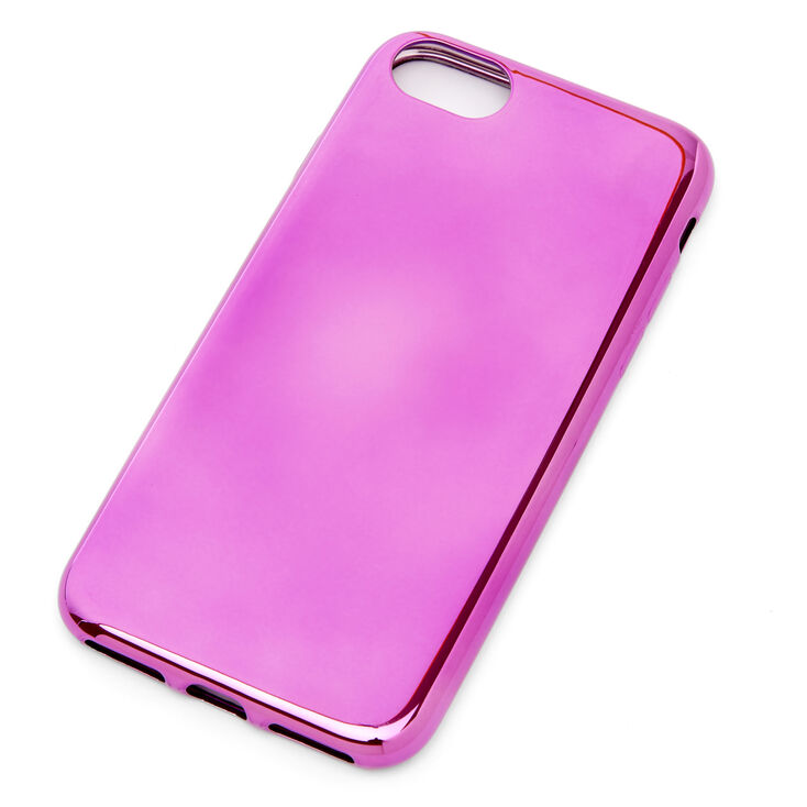 Claire's Coque de portable couleur chromée rose - Compatible avec iPhone 6/7/8/SE