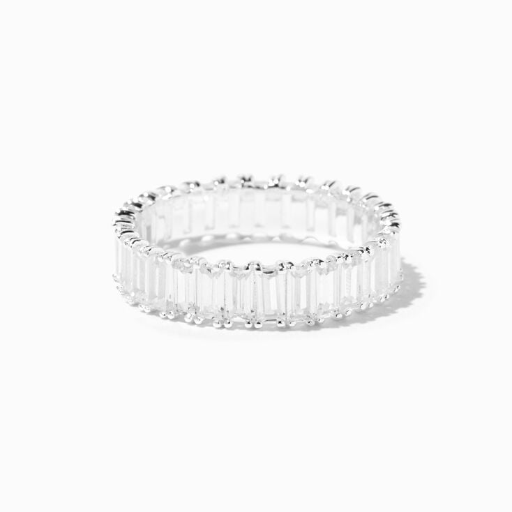 C LUXE by Claire&#39;s Sterling Silver Plated Cubic Zirconia Eternity Ring,