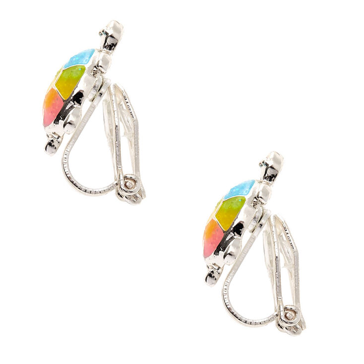 Pastel Rainbow Turtle Clip On Earrings,