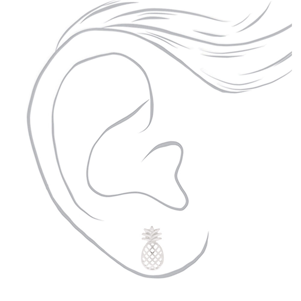 Silver Pineapple Stud Earrings,
