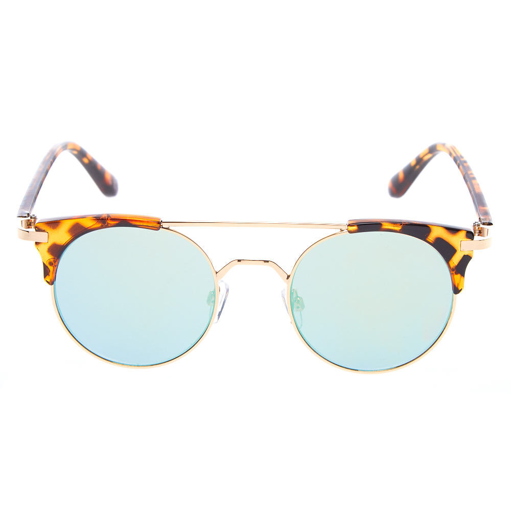 Round Aviator Tortoiseshell Sunglasses - Brown,