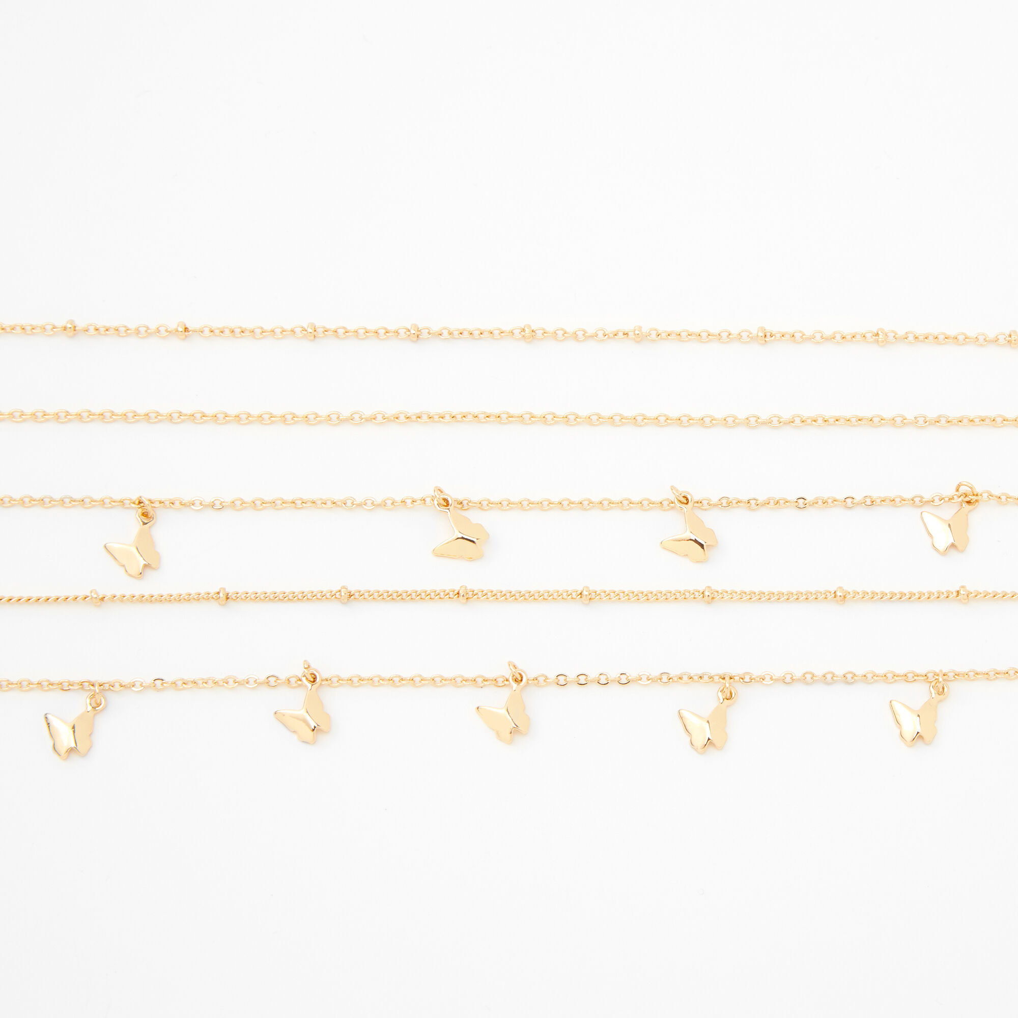 Gold Butterfly Choker Necklaces - 5 Pack,