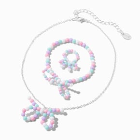 Claire&#39;s Club Pastel Bow Beaded Jewelry Set - 3 Pack,