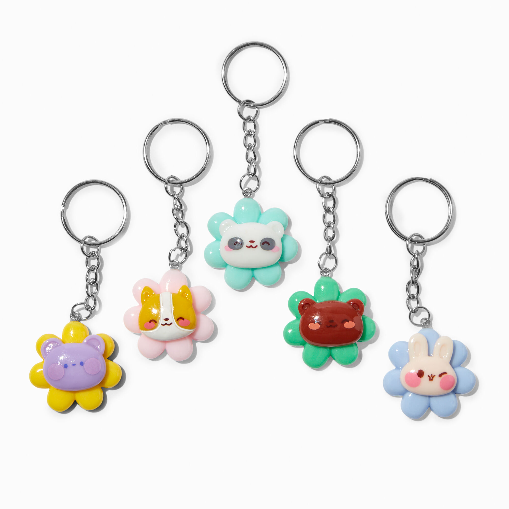 View Claires Critter Flower Best Friends Keyrings 5 Pack Silver information