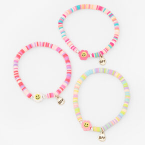 Best Friends Daisy Happy Face Disc Beaded Stretch Bracelets &#40;3 Pack&#41;,