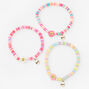 Best Friends Daisy Happy Face Disc Beaded Stretch Bracelets &#40;3 Pack&#41;,