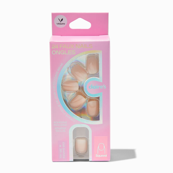 French Tip Ombr&eacute; Squoval Vegan Faux Nail Set - 24 Pack,