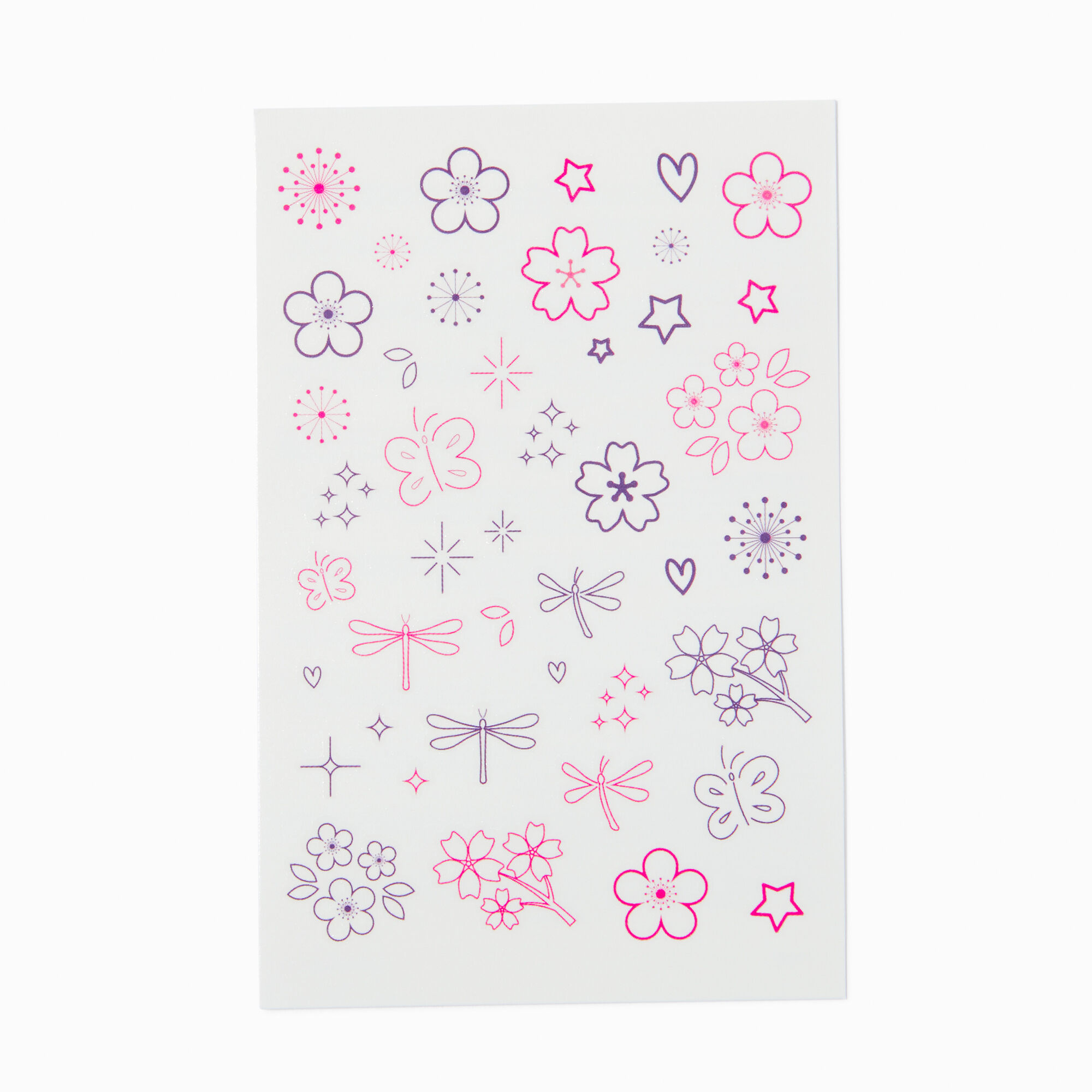 Tatouages temporaires floraux roses et violets,