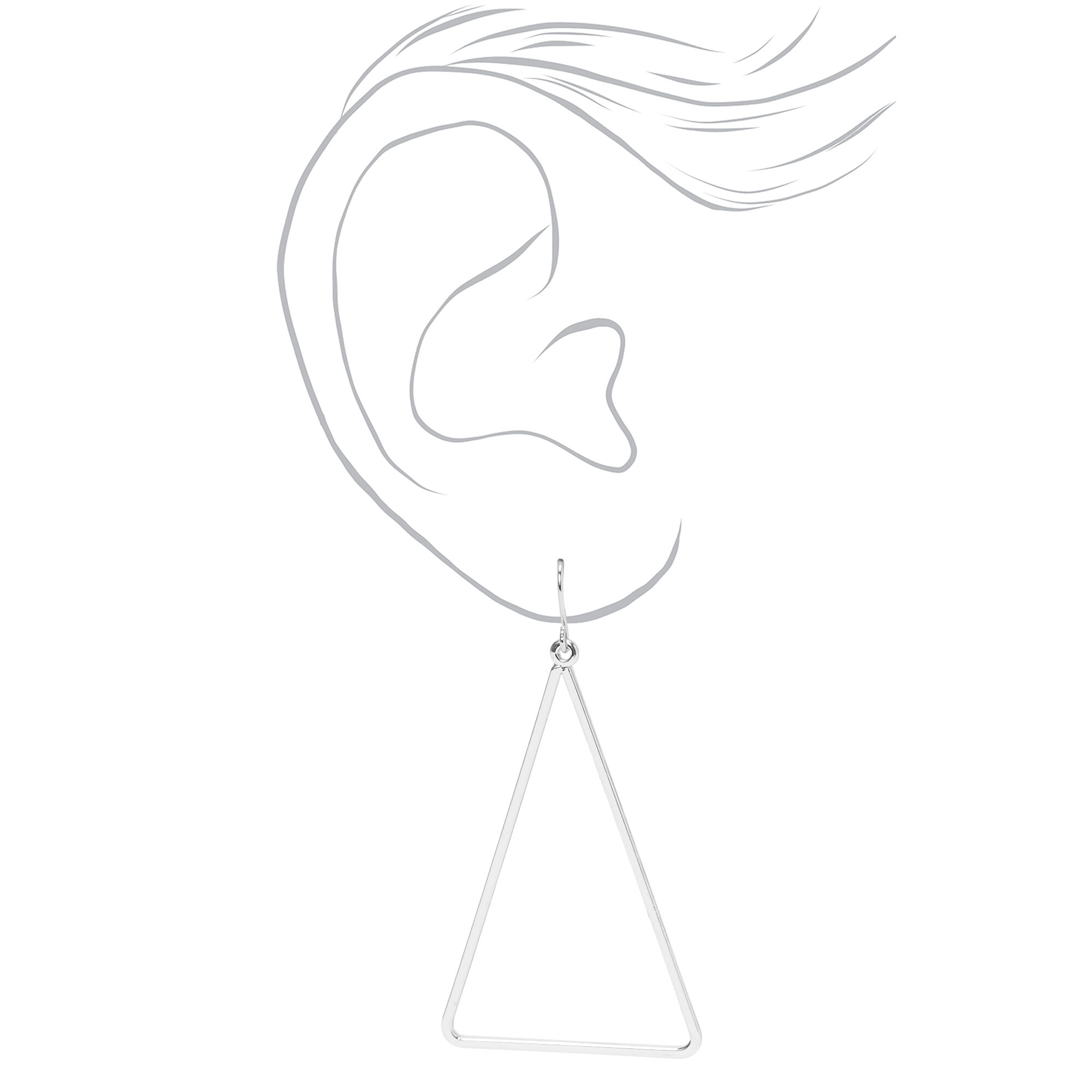 Silver Triangle Outline Drop Earrings,