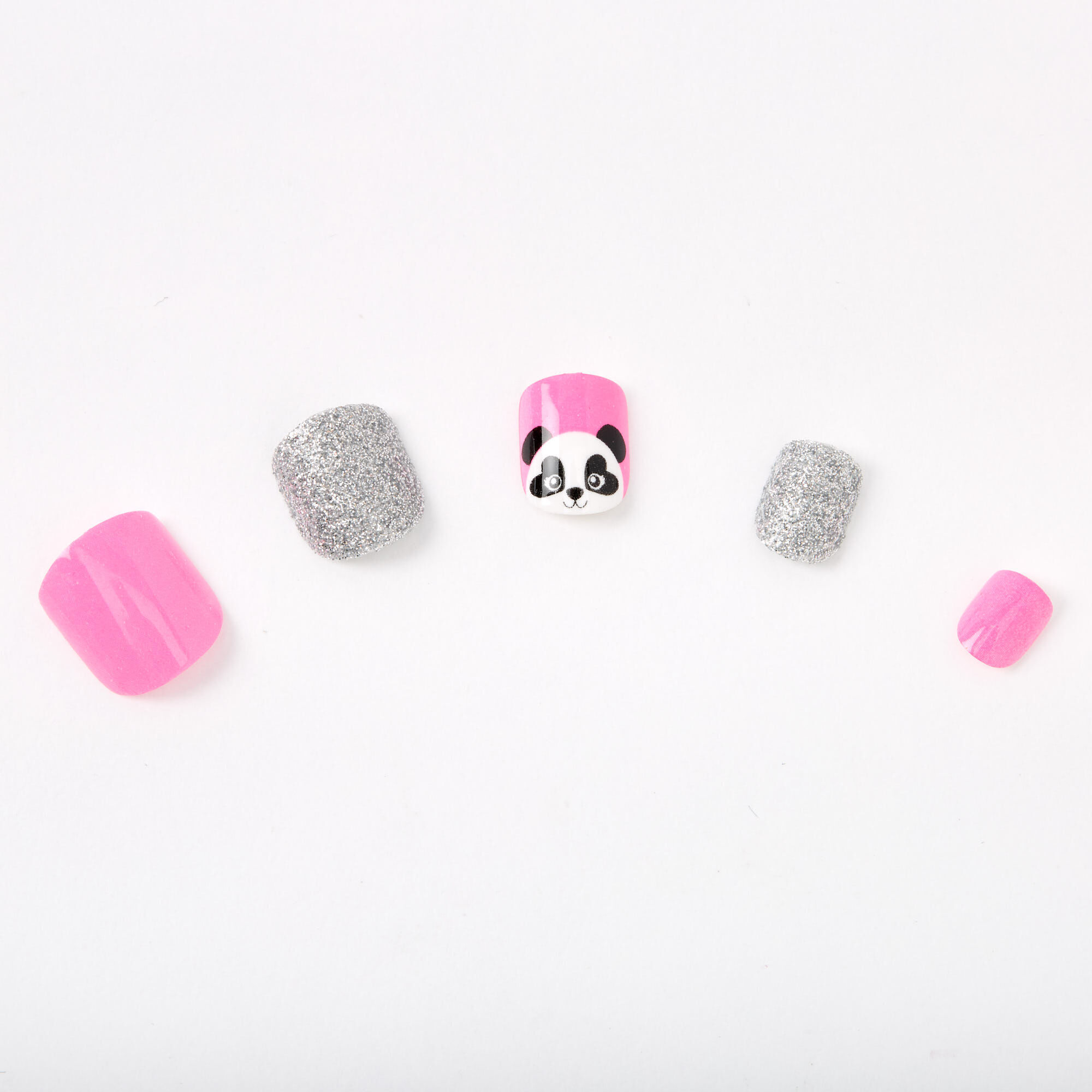 Pink Panda Square Press On Faux Nail Set (24 Pack),