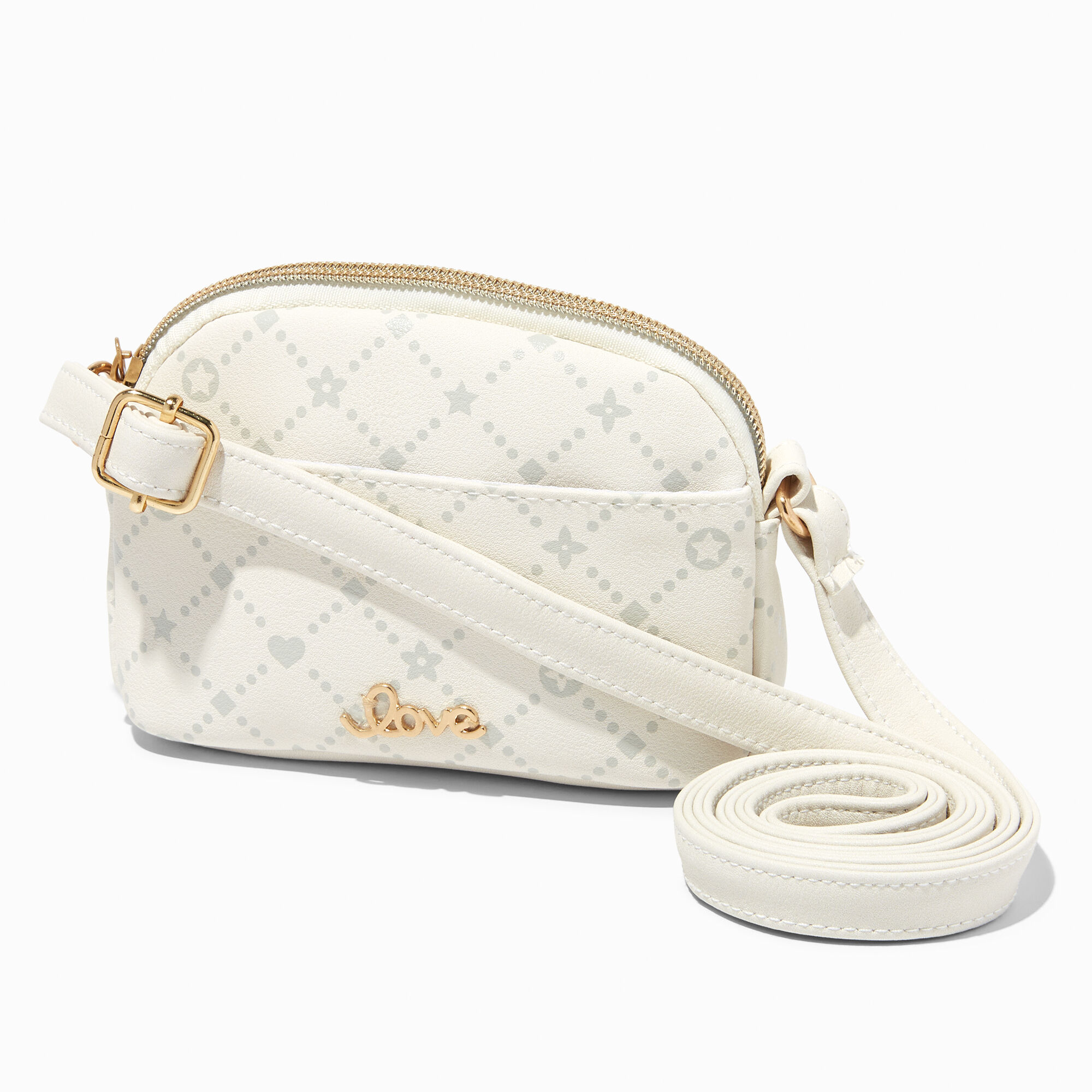 Claire s Club Status Icon Mini White Crossbody Bag