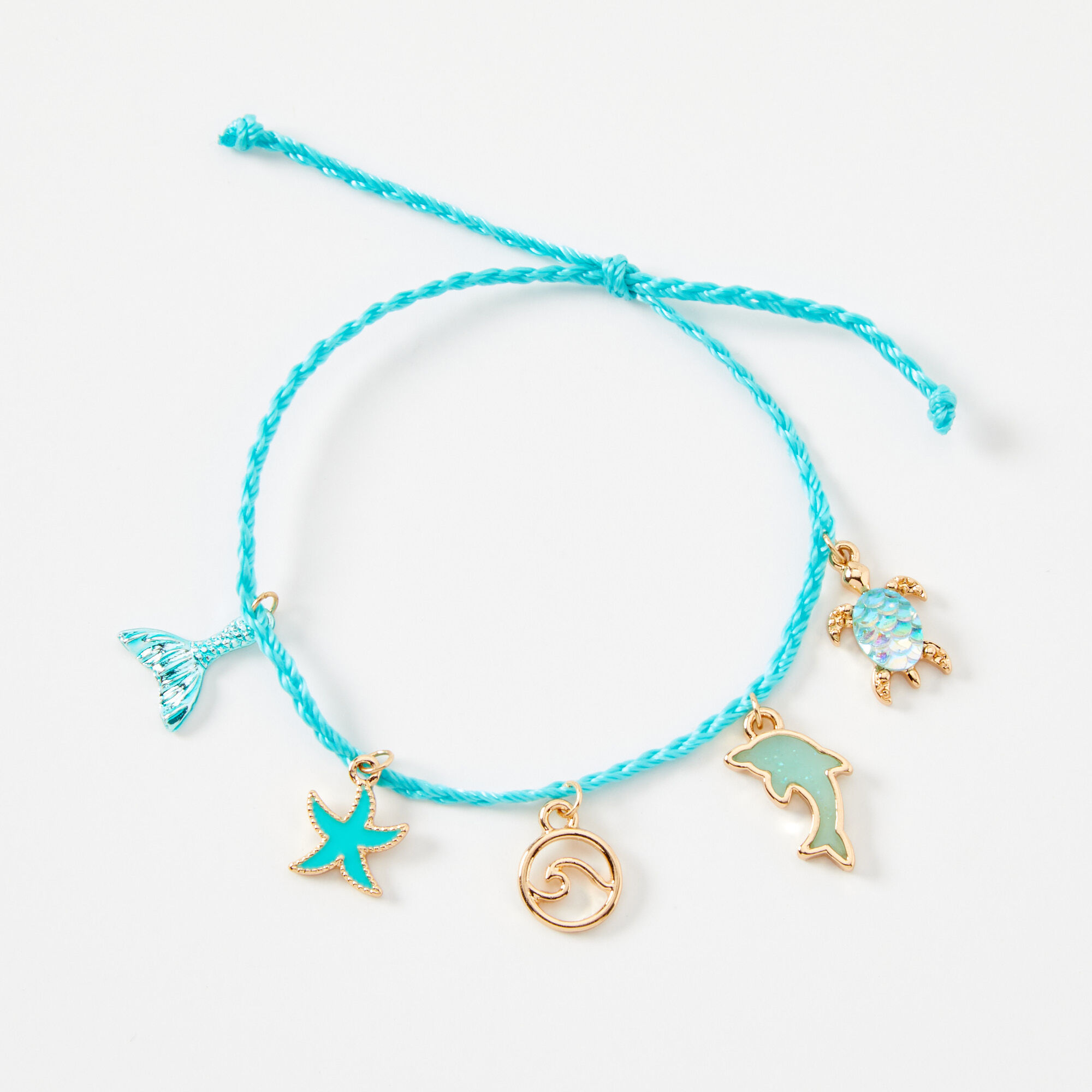 Turquoise Aquatic Life Charm Bolo Bracelet